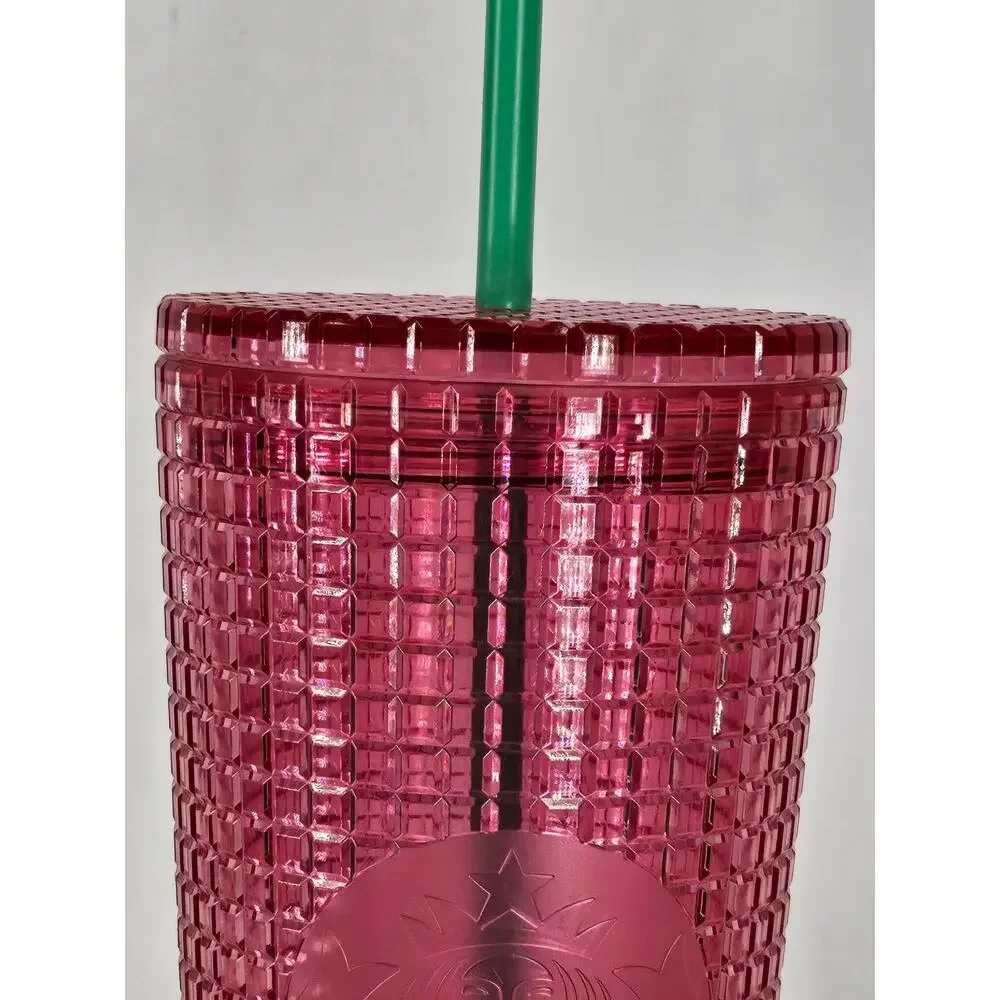 STARBUCKS 2022 COLLECTIBLE TUMBLER – RED TO BLUE GRADIENT – TEXTURED GRID – 24OZ